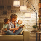 DLLT Modern Floor Lamp for Room: 3-Light Black Tree Dimmable Floor Lamps with Gray Shades for Living Room - Arc Standing Lamp for Bedroom - Tall Floor Lamp for Office Corner 3 LED Bulbs Included