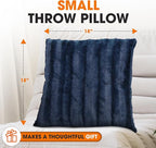 Cheer Collection Faux Fur Throw Pillows - Decorative Pillows for Couch, Bed Throw Pillows, Blue Accent Pillows for Bedroom or Living Room Aesthetic, Set of 2 Furry Throw Pillows, 18”x18”