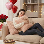 FUTEI Apricot Decorative Throw Pillow Covers 18x18 Inch Set of 2,Soft Solid Rose Swirl Textured Cushion Case,Valentine's Day Decor for Couch Living Room