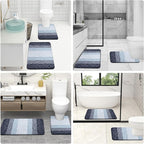 OLANLY Bathroom Rug Set 2 Piece, Soft Absorbent Microfiber Bath Rug Set, Non-Slip, Machine Wash Dry, Plush Shaggy Bath Mats for Bathroom (30"x20"+24"x16", Dark Blue)