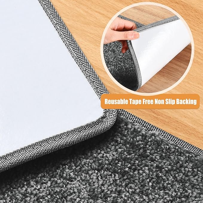 PURE ERA Carpet Stair Treads Tape Free Non Slip Indoor Stair Carpet Stair Protectors Pet-Friendly Non-Slip Skid Resistant Washable Reusable 8" x 30"(14 Pieces,Dark Gray)