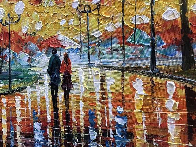 Alenoss Modern Oil Paintings on Canvas Large Wall Art 24x48 Inches Romantic Abstract Paintings Contemporary Art Colorful Artwork Wall Decor for Bathroom Living Room