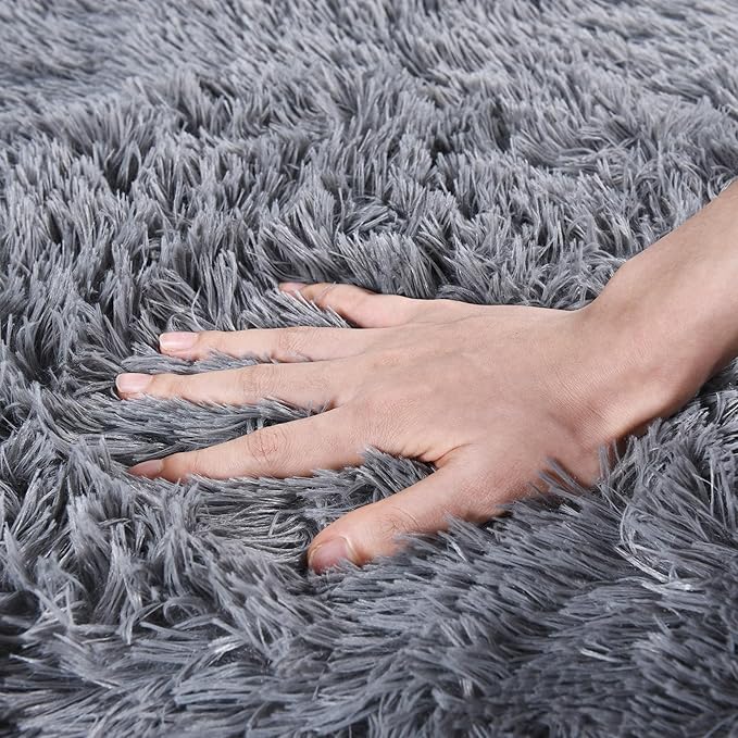 Rugs for Living Room 9x12, Soft Shaggy Modern Shag Area Rug for Bedroom, Upgrade Non-Slip Plush Fluffy Carpet for Kids Boys Girls Room Home Decor Aesthetic, Grey