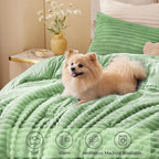 BEDELITE Fleece Twin Comforter Set -Super Soft & Warm Fluffy Green Bedding, Luxury Fuzzy Heavy Bed Set for Winter with 1 Pillow case