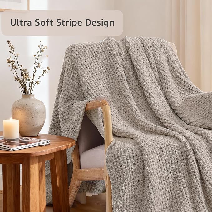WRENSONGE Pineapple Stitch Throw Blanket, Sand Soft Cozy Fluffy Warm Hand Made Throw Blankets for Couch, Sofa, Chair, Bed, Camping, Picnic, Travel Lightweight Bed Blanket - 50"*60"