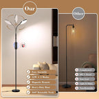 Floor Lamp for Indoor, 240 LEDs Eye Protection Lamp, Adjustable Height,Remote & Touch Control, Dimmable, Flexible Gooseneck with Stand, Reading Lamp for Living Room Bedroom Office, Black