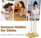 Incense Holder for Sticks, Insence-Stick Holder, Anti-Ash Flying No Mess Incense Burner, Incense Stick Holder with Glass Ash Catcher, for Yoga Spa Meditation Home Decor(2 Pack)