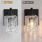 1 Light Matte Black Bathroom Vanity Light Over Mirror, Modern Vanity Lighting with Crystal Glass Shade, Wall Mount Bathroom Light Fixtures, E26 Base