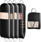 DIMJ 4 Pack 54" Garment Bags for Hanging Clothes - Space Saving Compression Suit Bag Travel with Handles Window, Washable Carry Clothing Storage Cover for Dress, Coats, Down Jacket, Shirts