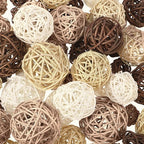 Patelai 72 Pcs Wicker Rattan Balls Decorative Balls for Vase Centerpiece Bowls Orbs Filler for Spring Summer Craft Home Decor, 4 Sizes(White, Wood, Camel, Coffee)