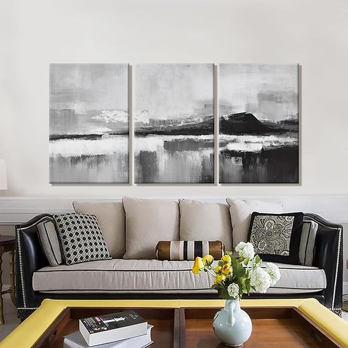 Abstract Wall Art Home Wall Decor Wall Art Prints Black and White Wall Art Modern paintings Wall Decorations for Living Room Wall Bedroom Kitchen Office 24"x 36"x 3pcs