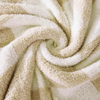 WRENSONGE Checkered Throw Blanket, Beige Soft Cozy Fluffy Warm Hand Made Throw Blankets for Couch, Sofa, Chair, Bed, Camping, Picnic, Travel Lightweight Bed Blanket - 50"*60"