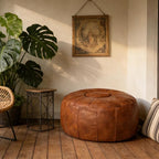 Thgonwid Unstuffed Moroccan Ottoman Pouf Cover, Ottoman Footstool Storage Solution, Bean Bag Chair, Foot Rest, Brown