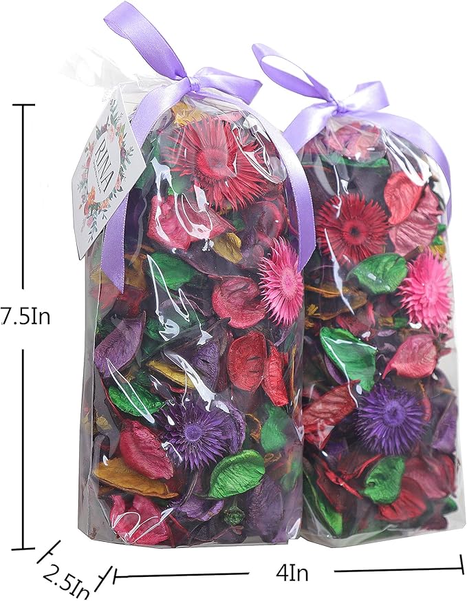 Qingbei Rina Potpourri Bags, Mixed Scented Potpourri Dried Flowers, Decorative Bowl Filler,Home Fragrance Sachet Petal, Holiday Bathroom Decor,8.4 oz(Colorful)
