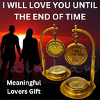 Anniversary Table Clock Compass Gift for Him Her | Vintage Decorative Desk Clock Romantic Gift Ideas for Husband Wife Wedding Anniversary Celebration Gift lovers boyfriend girlfriend (LOVE YOU - NEO)