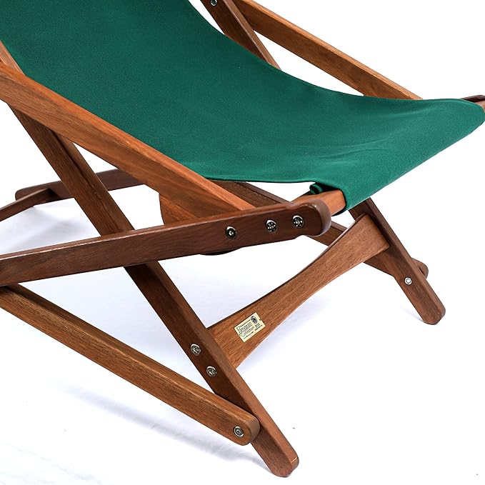 BYER OF MAINE Pangean Glider Chair – Folding Wood & Canvas Chair – Portable Outdoor Chair for Porch, Patio, or Beach in Forest Green