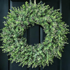 32'' Eucalyptus Wreath for Front Door - Large Artificial Eucalyptus Leaves with White Seeds Greenery Outdoor Wreath for Porch,Window,Farmhouse,Home,Hanging Decor- Spring, Summer, All Seasons (Green) ﻿