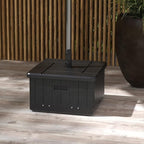 Outsunny 3-in-1 Outdoor Umbrella Base, Coffee End Table, Planter Box with Drain Hole, 175 lbs. Capacity Heavy Duty Fillable Patio Umbrella Stand Table with Wheels and Handles for Deck, Poolside, Black