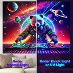 NYZE Astronaut Space Tapestry for Bedroom, Glow in the Dark Room Decor Wall Tapestries, Cool Galaxy Planet Wall Hanging, Wall Hanging for Men Guys Gamer Room Dorm Living Room 90x70 in