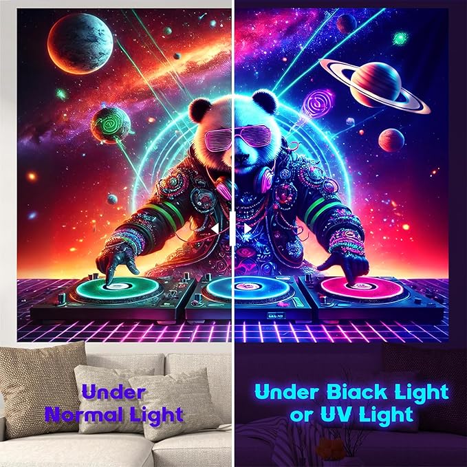 NYZE Astronaut Space Tapestry for Bedroom, Glow in the Dark Room Decor Wall Tapestries, Cool Galaxy Planet Wall Hanging, Wall Hanging for Men Guys Gamer Room Dorm Living Room 90x70 in