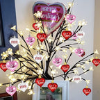 Valentines Tree Decorations, 24 Pcs Heart Ornaments for Christmas Tree, Mini Day Small Conversation Ornaments, Red Pink White Plastic