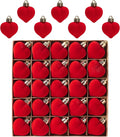 Valery Madelyn 1.57 Inches Valentines Day Heart Tree Decorations for Christmas Ornaments Set, 25ct Velvet Red Shatterproof Valentines Ball Hanging Party Wedding Anniversary Decor