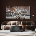 Wall Art for Living Room Large Modern Wall Decor Canvas Paintings for Wall Decorations White Flower Graffiti on Brown Background Bedroom Office Artwork Plum Blossom Art Prints Framed 24x48 inches