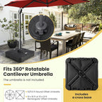 Giantex Cantilever Umbrella Base with Wheels, 243 lbs Water Filled Umbrella Stand for Offset Patio Umbrella, 33.5 inch Heavy Duty Square Offset Umbrella Holder for Deck Garden Poolside