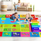 Kids Alphabet Play Game Rug - 8'x10' ABC Numbers and Shapes Educational Learning Toddler Carpet - Kids Room Playroom Classroom Kindergarten Activity Fun Soft Non-Slip Mat