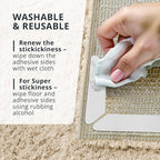 X-Protector Rug Tape - 8 Pcs Set - White Anti-Slip & Anti-Curling Carpet Tape for Hard Floors - Premium Rug Pad Gripper - Carpet Corner Grippers to Keep Your Carpet in Place & Make Corners Flat