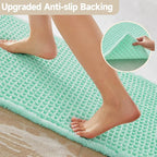 Waffle Bath Mat, Boho Bathroom Rugs Non Slip Washable Super Absorbent Quick Dry Cute Bath Mat Farmhouse Bathroom Decor, 36"x24" Aqua Blue