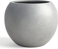 DTY Mount Sherman 16.1'' D x 13.6'' H (Pot Opening 11.8") Fiberstone Round Planter with Drainage Hole, Smooth Finishes, Weather Resistant for Indoor and Outdoor, 2 Extra Coco Mats - Gray, Medium