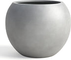 DTY Mount Sherman 21.1'' D x 16.7'' H (Pot Opening 14.6") Fiberstone Round Planter with Drainage Hole, Smooth Finishes, Weather Resistant for Indoor and Outdoor, 2 Extra Coco Mats - Gray, Large