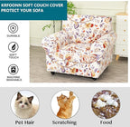 KRFOONN 2 Piece Couch Chair Cover Printed Sofa Covers Couch Covers Stretch Armchair Sofa Couch Slipcovers Furniture Protector with Elastic Bottom for Living Room (Armchair, 53)