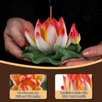 Lotus Incense Burner - Incense Burner Holder for Home Incense Holder Decor Incense Holder for Sticks Yoga, SPA (Z2-Red Yellow)