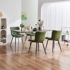 YOUNUOKE Mid-Century Modern Dining Chairs Set of 2, Olive Green PU Leather Upholstered Kitchen Chairs with Black Metal Legs, Armless Accent Side Chair for Dining Room, Guest Reception Room