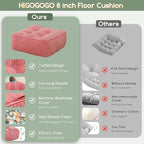8" Washable Floor Pillow Cushion for Adults, Meditation Cushion Pillow, Large Square Floor Sitting, Removable Tufted Corduroy Cover, for Tatami Living Room or Yoga, 22x22 Inch, 2Pack, Machine Washable