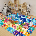 Baby Play Mat for Floor, ABC Kids Play Mat, Sea Animals Kids Rugs for Girls and Boys Playroom, Foldable Rug for Baby Toddler Infants Crawling Playing (Blue, 59X39.4 INCH)