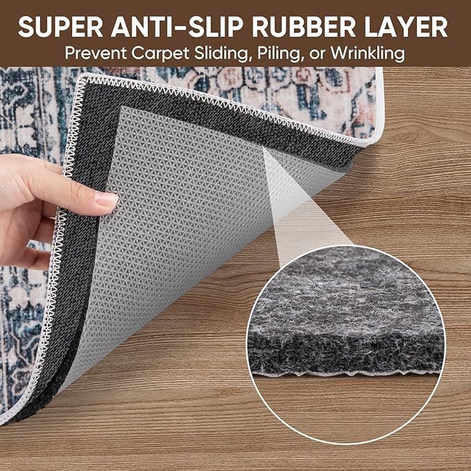 BALEINE Felt Non Slip Rug Pads, Extra Large 1/4" Thick Felt and Rubber Backing, Shock Absorbing Carpet Pad for All Carpets and Hardwood Floors (5x7 Ft)
