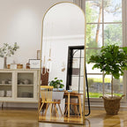 GLSLAND-21x64 inch Full Length Mirror-Aluminum Alloy Frame-Arch Mirror Full Length HD-Full Body for Bedroom or Living Room, Gold
