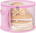 AOODA Oversized Clear Hat Storage Bag for Women, Holds up to 7 Caps Cowboy Hat Organizer for Closet, Wide Brims Hat Case with Carrying Handles (Pink)