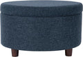 HomePop Round Storage Ottoman - Textured Navy
