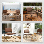 DAICO Modern Accent Chair Waterproof Armless Sling Accent Chairs Comfy Upholstered Side Sitting Chairs with Metal Frame for Living Room Bedroom Balcony Garden, Faux Leather, Brown