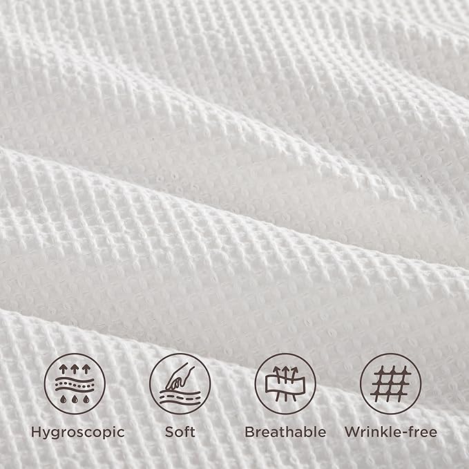 Bedsure 100% Cotton Duvet Cover King Size with Fitted Sheet - 4 Pieces Coconut White Waffle Weave Bedding Set, GentleSoft™ and Breathable, Includes 1 Duvet Cover 104x90, 1 Fitted Sheet, 2 Pillow Shams