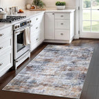 IOHOUZE Abstract Area Rug 4x6 Ft Washable Rugs for Entryway Indoor, Non Slip Small Living Room Rugs Printed Faux Wool Throw Rug, Floor Carpet for Kitchen Nursery Playroom, Orange Grey