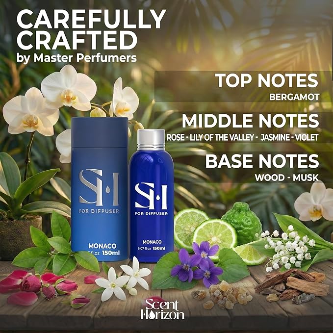 Monaco No.1008 Hotel Diffuser Oil Refill, 5.07 Fl oz | 150ml, Luxury Home Scent Fragrance Oil for Diffuser Ultrasonic and Waterless Diffuser Oil and Crafting, Long-Lasting Aroma