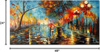 Alenoss 3D Oil Paintings 48x24 Inches Hand Painted Abstract Landscape Romantic Canvas Wall Paintings Home Decorations Texture Framed Wall Art for Living Room Bedroom Wall Decor Ready to Hang