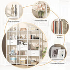 Semoic Triple Wide 6 Tiers Industrial Book shelf with 3 Drawers and Storage Shelves, 73.6" Tall Bookcase with 16 Open Display Shelves, Large Etagere Bookshelf with Metal Frame for Home & Office, White