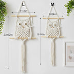 Cilkus Owl Macrame Wall Hanging – Handmade Boho Macrame Wall Decor, Macrame Wall Art Tapestry, Boho Wall Hanging Owl Decor for Bedroom, Living Room, Nursery – Beige (Beige-Large)