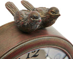 Creative Co-Op Vintage Pewter Mantel Clock with Birds, Distressed Brown